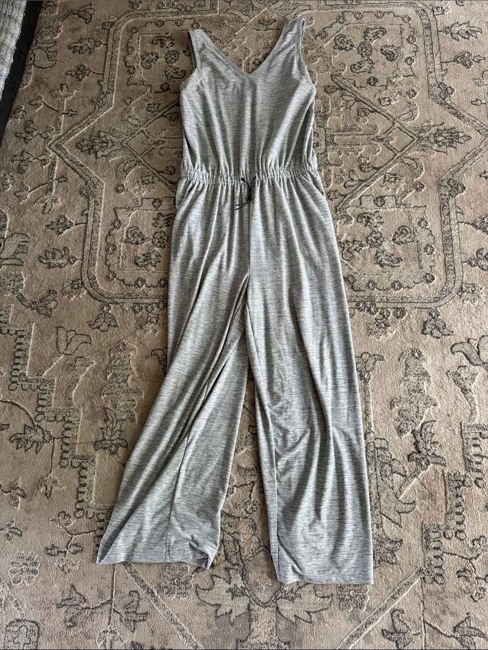Old Navy Heather Gray V-Neck Wide-Leg Jumpsuit